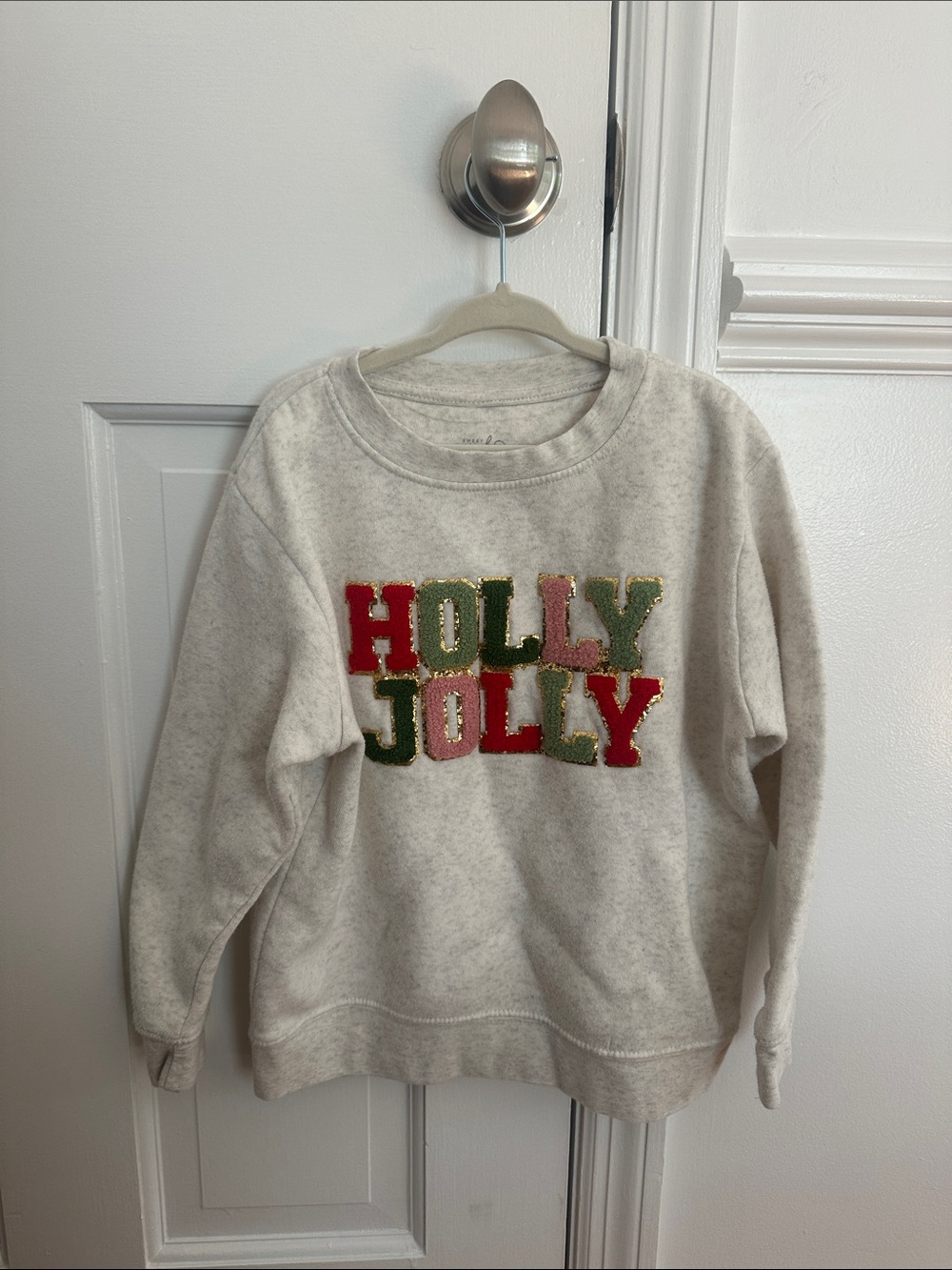 Girls 'Holly Jolly' Chenille Appliqué Sweatshirt